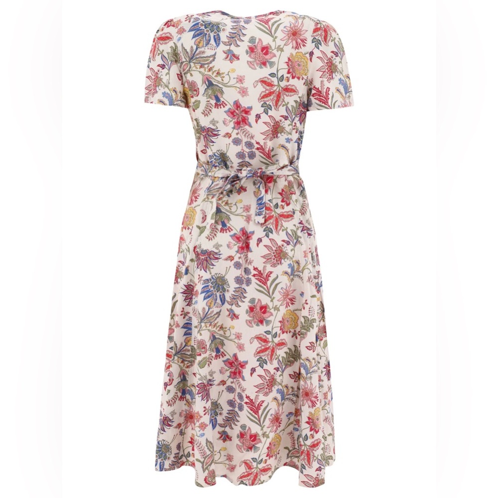 Polo Ralph Lauren Floral 100% Linen V-Neck Midi Dress Pink Elegant 8/M - Picture 10 of 16